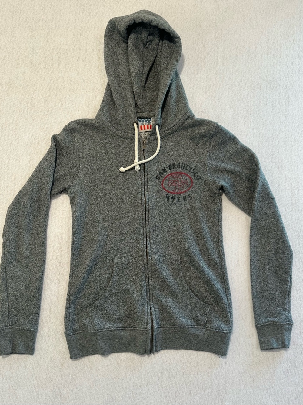 San Francisco 49er’s Junk Food Gray Full-Zip Hoodie